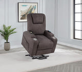 Louie Chenille Upholstered Power Lift Massage Chair Brown - 610463P