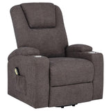 Louie Chenille Upholstered Power Lift Massage Chair Brown - 610463P