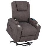 Louie Chenille Upholstered Power Lift Massage Chair Brown - 610463P