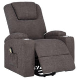 Louie Chenille Upholstered Power Lift Massage Chair Brown - 610463P