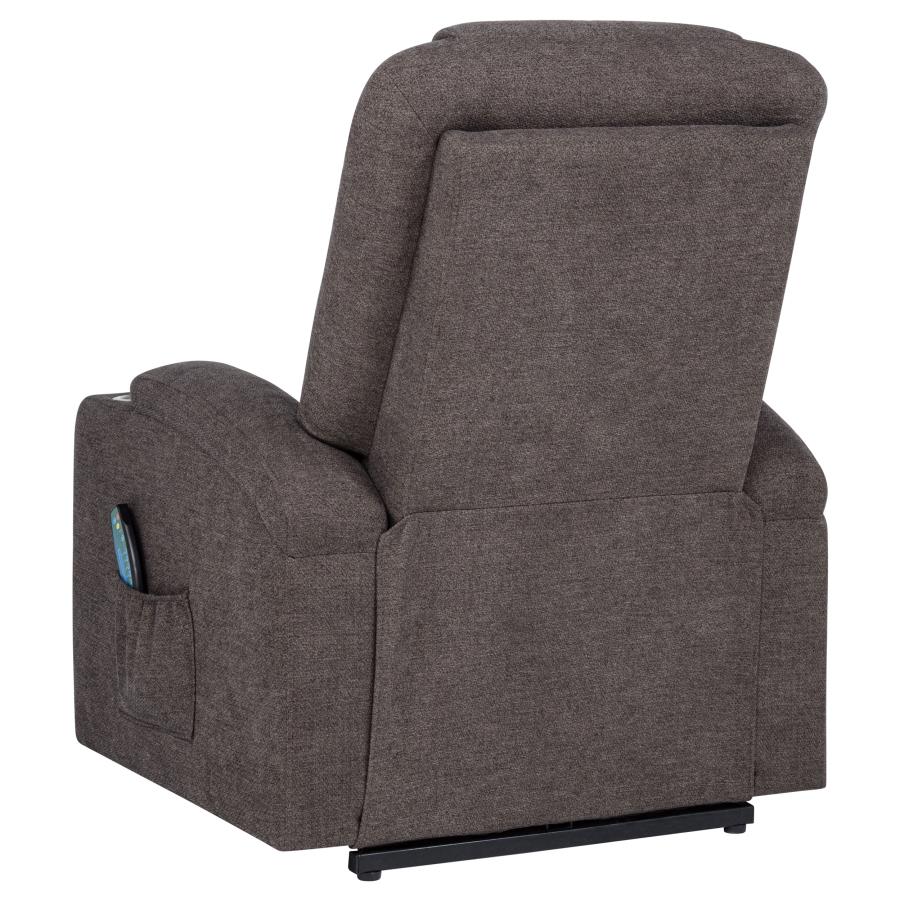 Louie Chenille Upholstered Power Lift Massage Chair Brown - 610463P