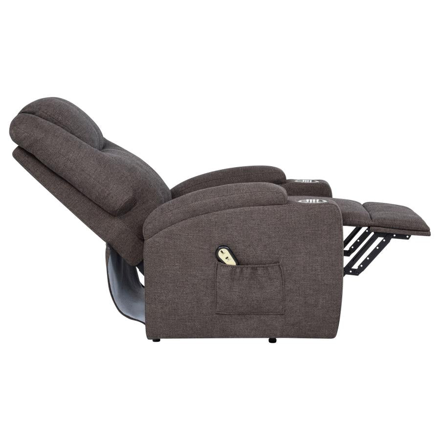 Louie Chenille Upholstered Power Lift Massage Chair Brown - 610463P