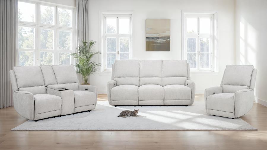 Sylmar Chenille Upholstered Power Reclining Sofa Dove Grey - 610521P