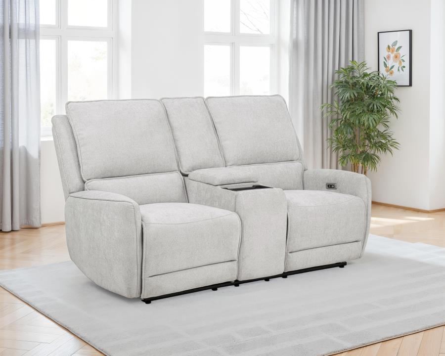 Sylmar Chenille Upholstered Power Reclining Loveseat Dove Grey - 610522P