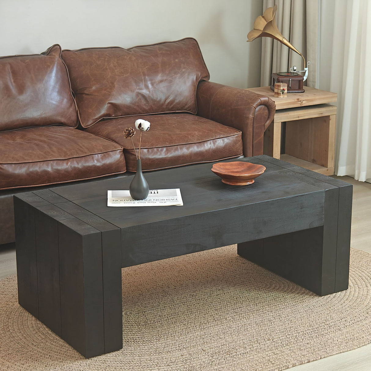 Modern Farmhouse Living Room Block Leg Coffee Table