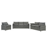 Modern Sofa Set With Double Layer Cushion And Side Storage Pockets