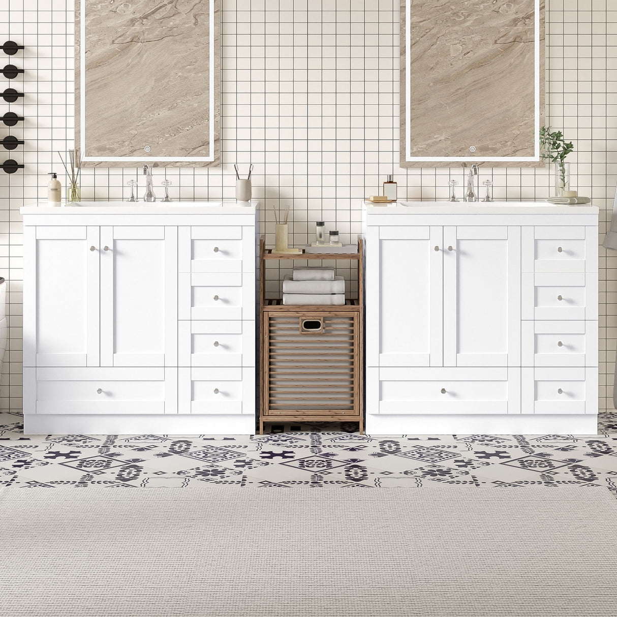 Shaker Free Standing Bathroom Vanity Cabinet & Sink, Soft Close Drawers, Soft Close Doors