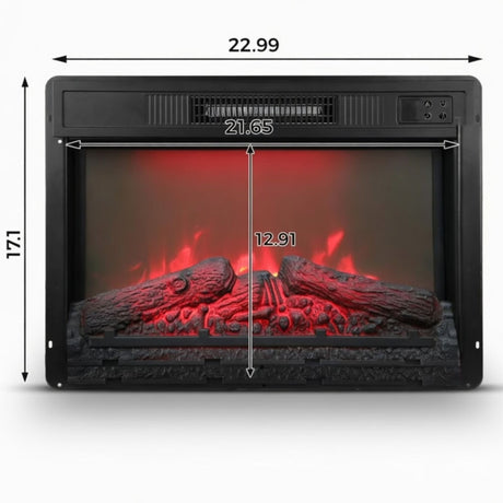 Electric Fireplace Insert Heater With Multicolor Flames, Remote Control - Black