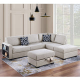 Reversible Sectional Sofa With Built In Shelf And Storage Ottoman, L - Shaped Living Room Furniture