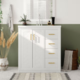 Retro Style Bathroom Vanity With 3 Drawers & Soft-Closing Doors
