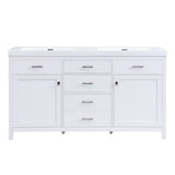 Double Sink Bathroom Vanity With Top, Soft Closing Doors & Drawers, Tip Out Drawer, 2 Cabinet Doors, Adjustable Shelf - White