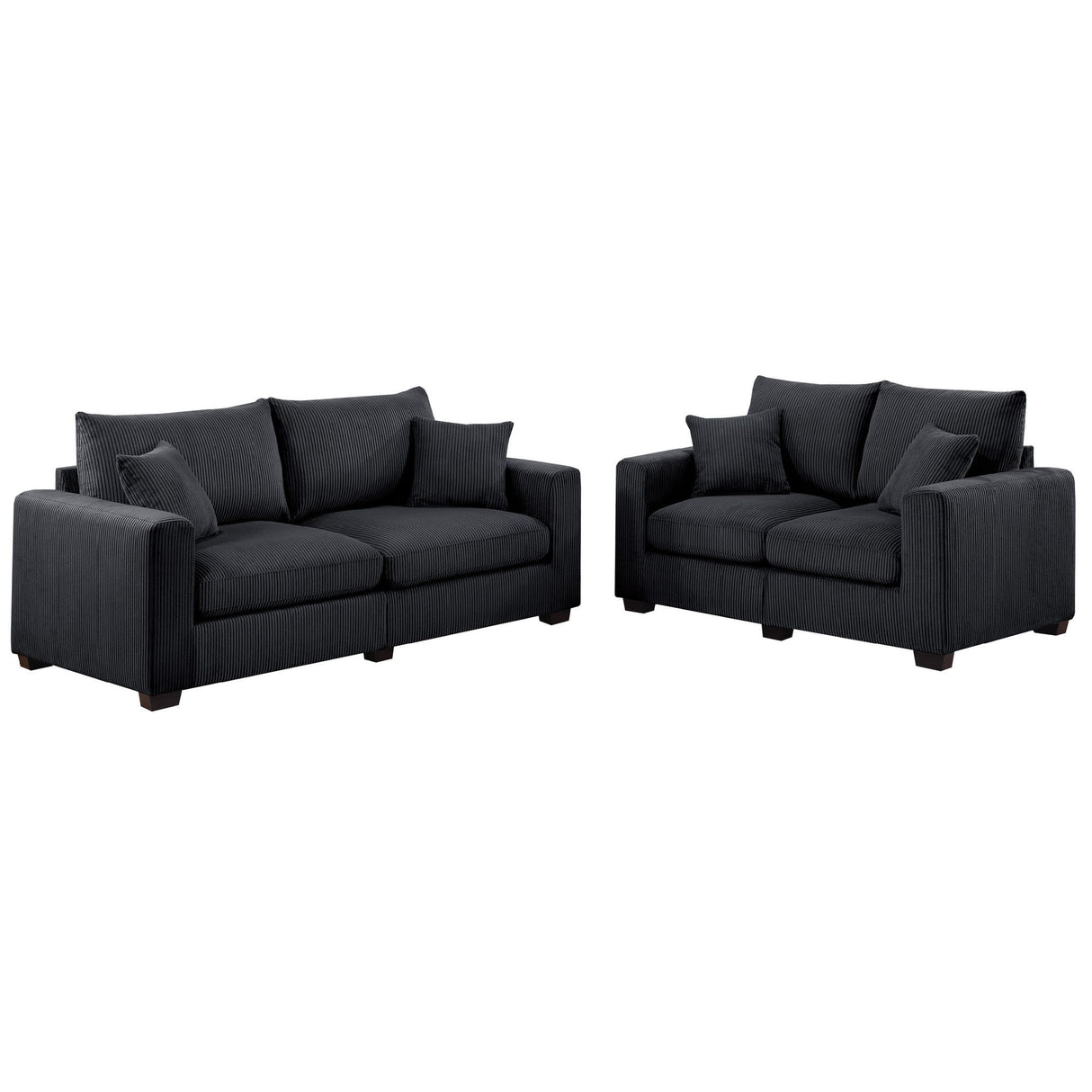 2 Piece Contemporary Style Sofa Set With Matching Pillows