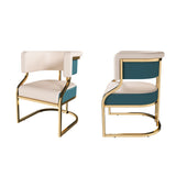 Dining Chairs Ergonomic Curved Backres (Set of 2) - Blue / Neutral