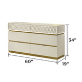 Stanley - 6 Drawer Dresser With Crocodile Texture (Mirror Not Included) - Gray