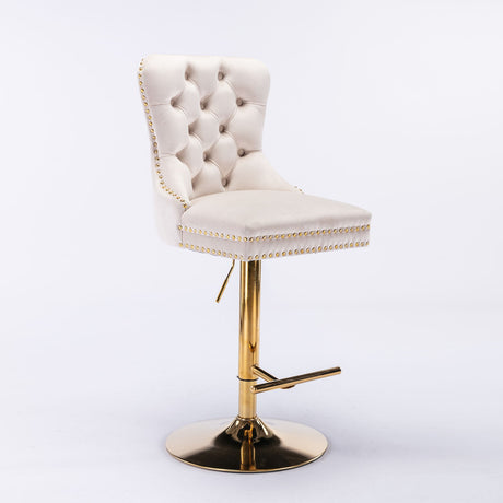 Thick Swivel Barstools Adjusatble Seat Height From 25-33", Modern Upholstered Bar Stools With Backs Comfortable Tufted For Home Pub And Kitchen Island (Set of 2)