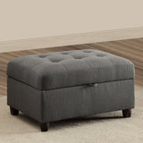 Storage Ottoman With Tufted Design - Gray