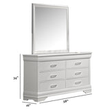 1 Piece Dresser Of Drawers Bedroom Furniture With Diamond Accent Handles, Drawer Box - White
