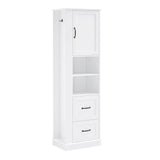 Freestanding Bathroom Storage Cabinet With Adjustable Shelves And Side Hooks Board, Rectangle Design