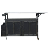 Foldable Outdoor Kitchen Island With Lockable Wheels, Storage Cabinet And Towel Rack For Patio