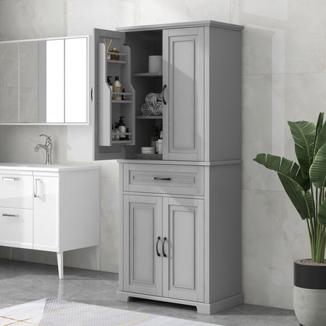 Bathroom Storage Cabinet With Doors And Drawer, Adjustable Shelf