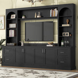 Arched Entertainment Center Wall Unit With Drawers, TV Stand