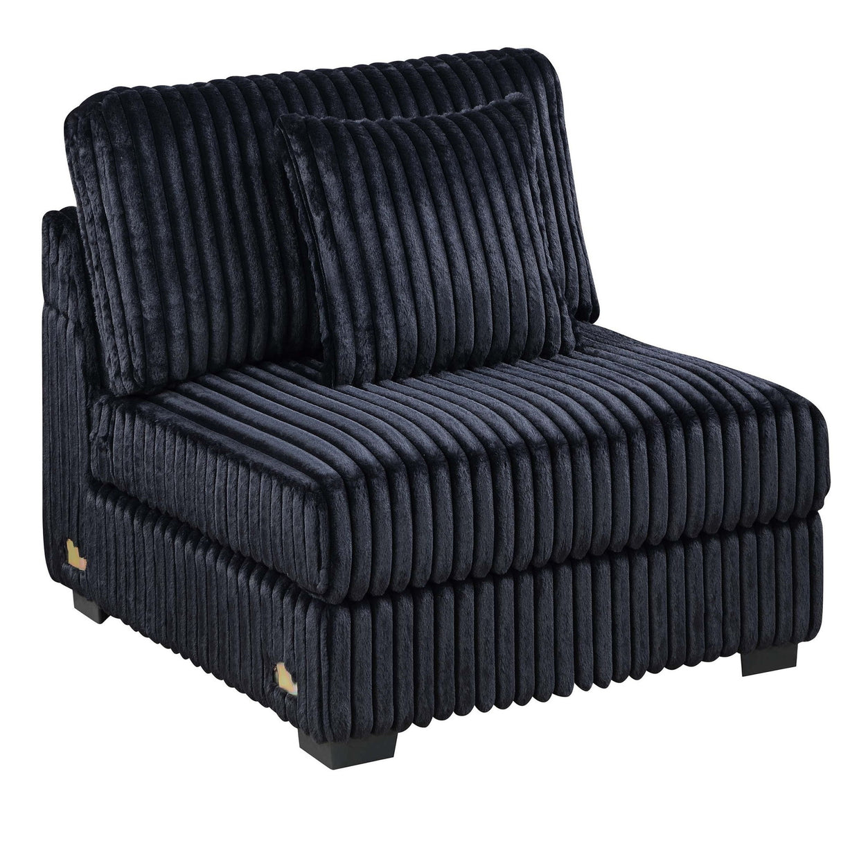 Armless Chair With Pillow, Living Room Furniture, Soft Upholstered - Black