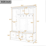 Hall Tree With Shoe Storage Bench, Entryway Coat Rack With 5 Hooks