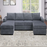 U-Shaped Sectional Set With Cushion Back Armless Chairs Right And Left Arm Chaise