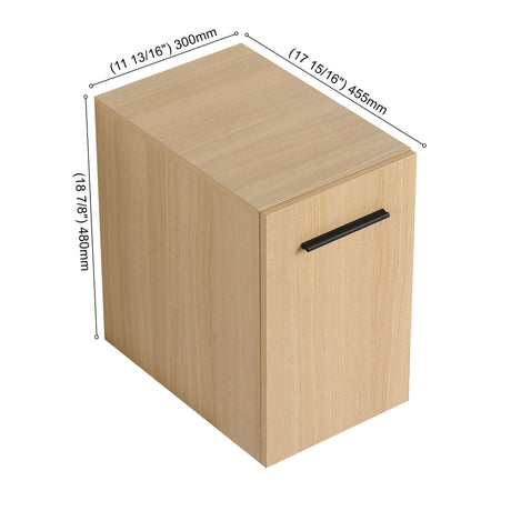 Floating Bathroom Vanity Single Door Base Cabinet, Wall Mounted Storage - Light Oak