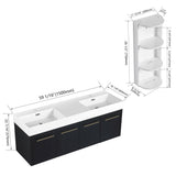 Modern Wall Mounted Bathroom Vanity With Left Sink And Storage Rack