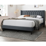 Platform Bed With Diamond Tufted Headboard