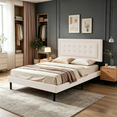 Upholstered Platform Bed With Slats