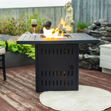 Propane Gas Fire Pit Table, 50000 Btu, Rectangular For Outside - Black