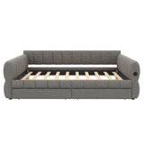 Upholstered Platform Bed With USB Charging And 2 Storage Drawers