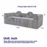 Boneless 3 Seater Sofa With Circular Throw Pillows - Beige