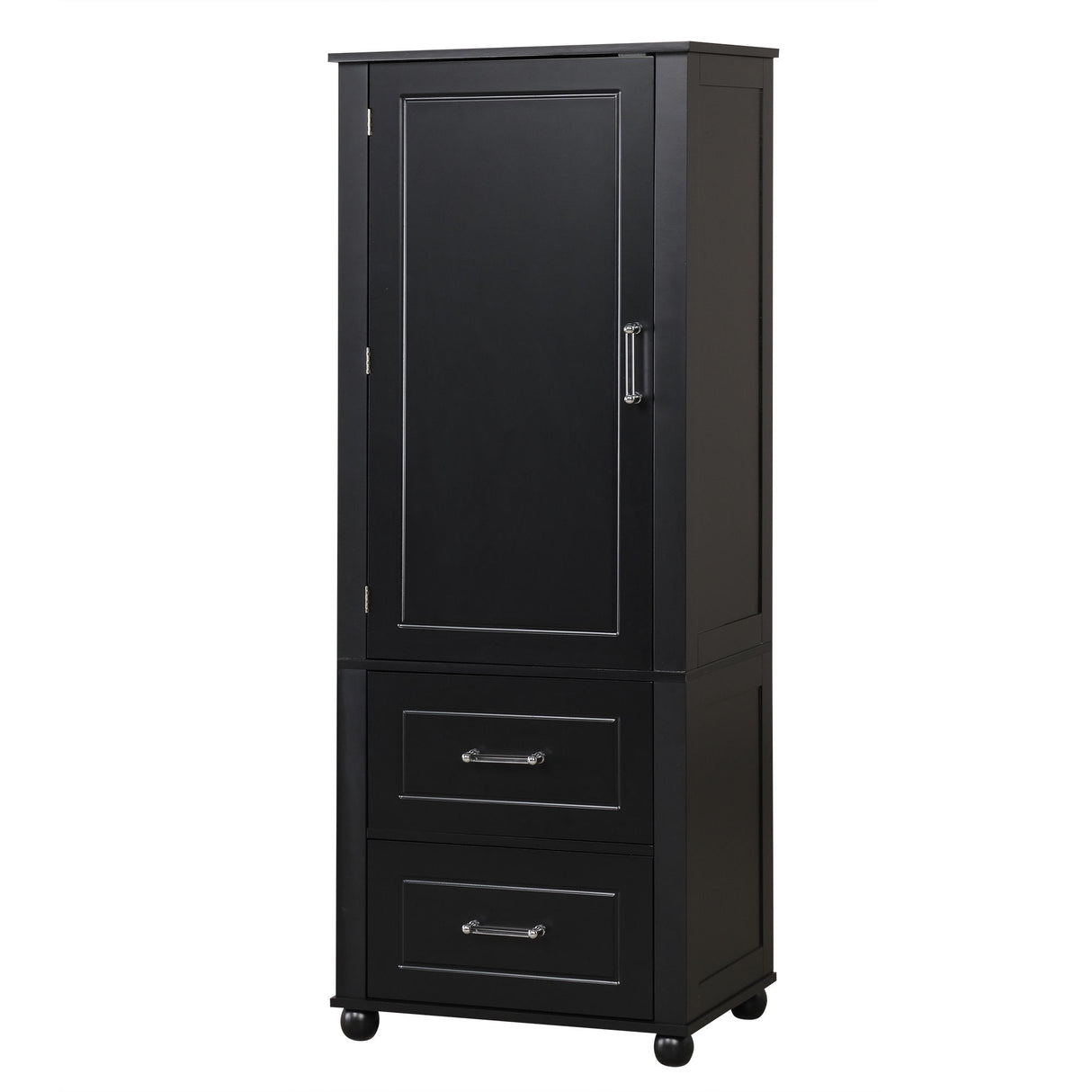 Tall Freestanding Bathroom Storage Cabinet With 2 Drawers And Adjustable Shelf