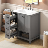 Bathroom Vanity With Sink Top, Bathroom Vanity Cabinet With 2 Doors And 2 Drawers, Open Shelf