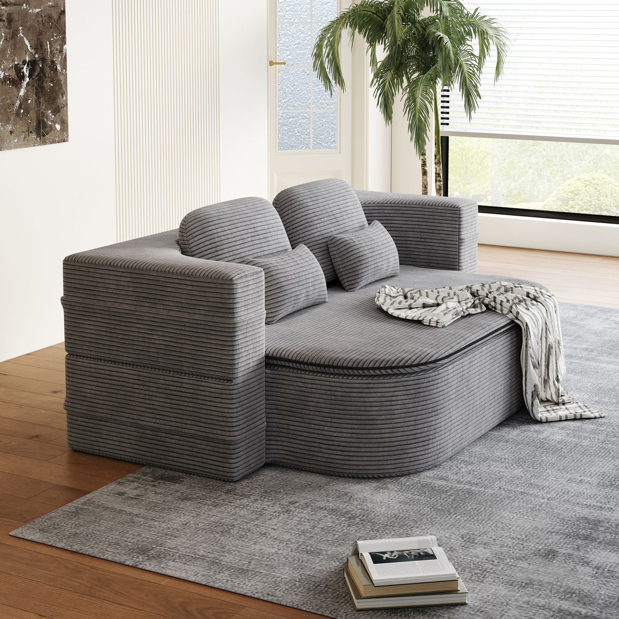 2 In 1 Foldable Sofa Bed With Multi Functional Blanket