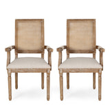 Upholstered Dining Chair With Cane Backrest