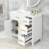 Modern Bathroom Vanity With Sink Top, 2 Doors And 3 Drawers