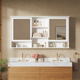 Wall Mount Mirror Cabinet With Adjustable Shelves - White