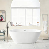Elegant Oval Freestanding Bathtub, Overflow & Pop Up Drain