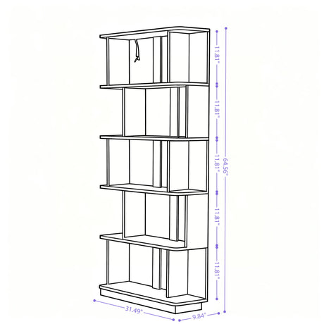 Modern 5 Tier Open Storage Bookcase