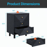 3 Drawer Nightstand - Black - Wood