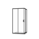 Corner Shower Enclosure, Double Sliding Door & Shower Base - Matte Black
