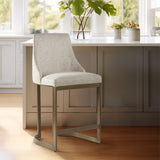 Upholstered Counter Stool With Metal Base - Cream