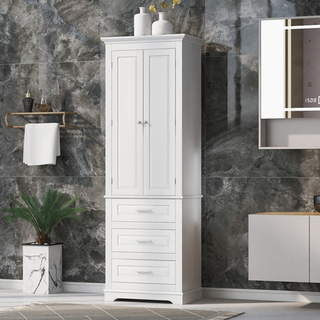 Tall Storage Cabinet With 3 Drawers For Bathroom