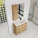 Freestanding Bathroom Vanity Set With Tall Linen Cabinet, 3 Drawers And Large Storage, Single Sink