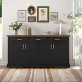 Fluted Sideboard Buffet Cabinet With 4 Doors And 3 Drawers