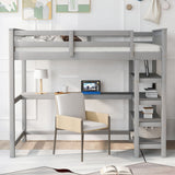 Loft Bed With Storage Shelves And Under Bed Desk